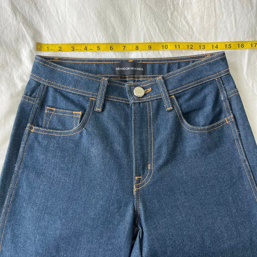 Brandon Maxwell Bella Cuffed Denim Mount Vernon Jeans in Rigid Wash, Size 27 - Picture 5 of 13